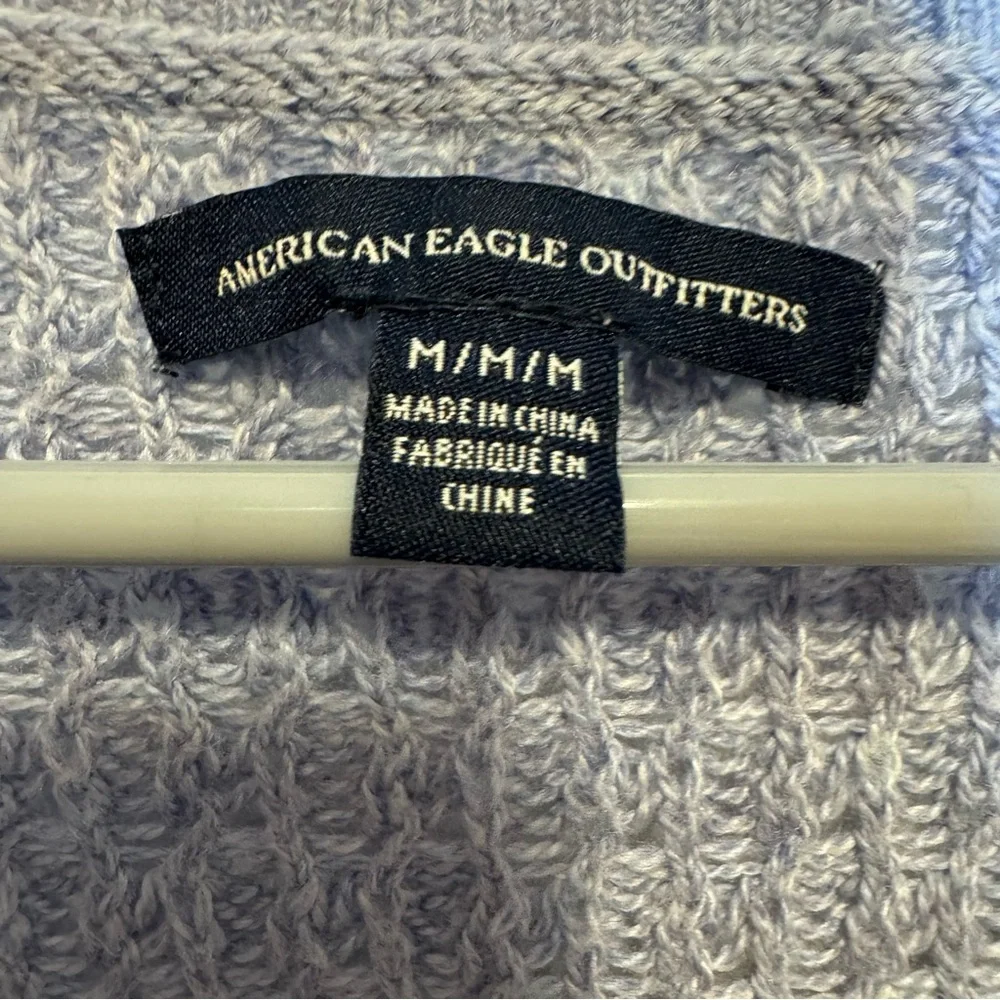American Eagle Outfitters Blue Knit Sweater Side Slits Size Medium Preppy Campus